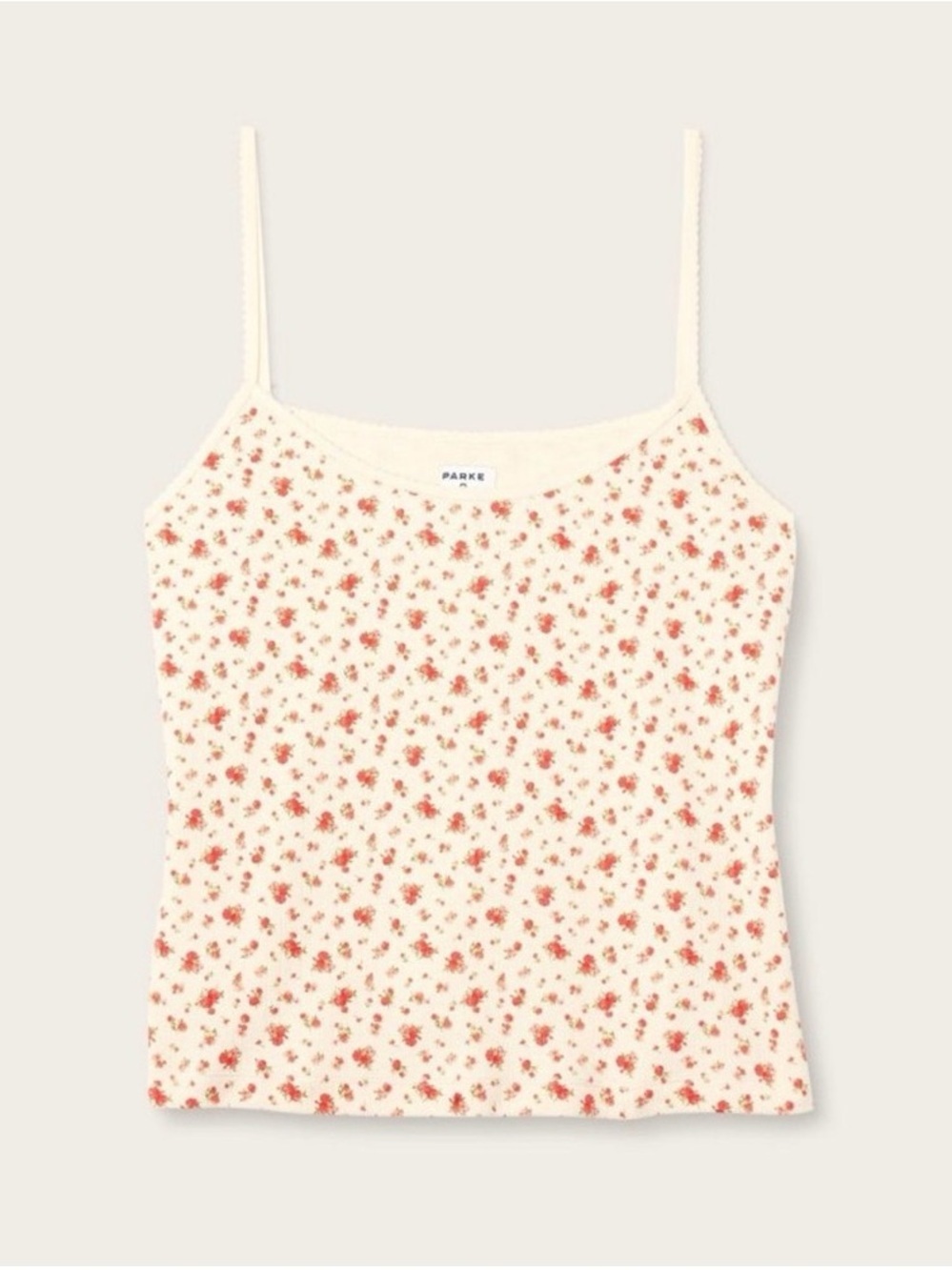 PARKE X Target Cream Floral Ribbed Cami with Red Print Cream Floral Spaghetti XL